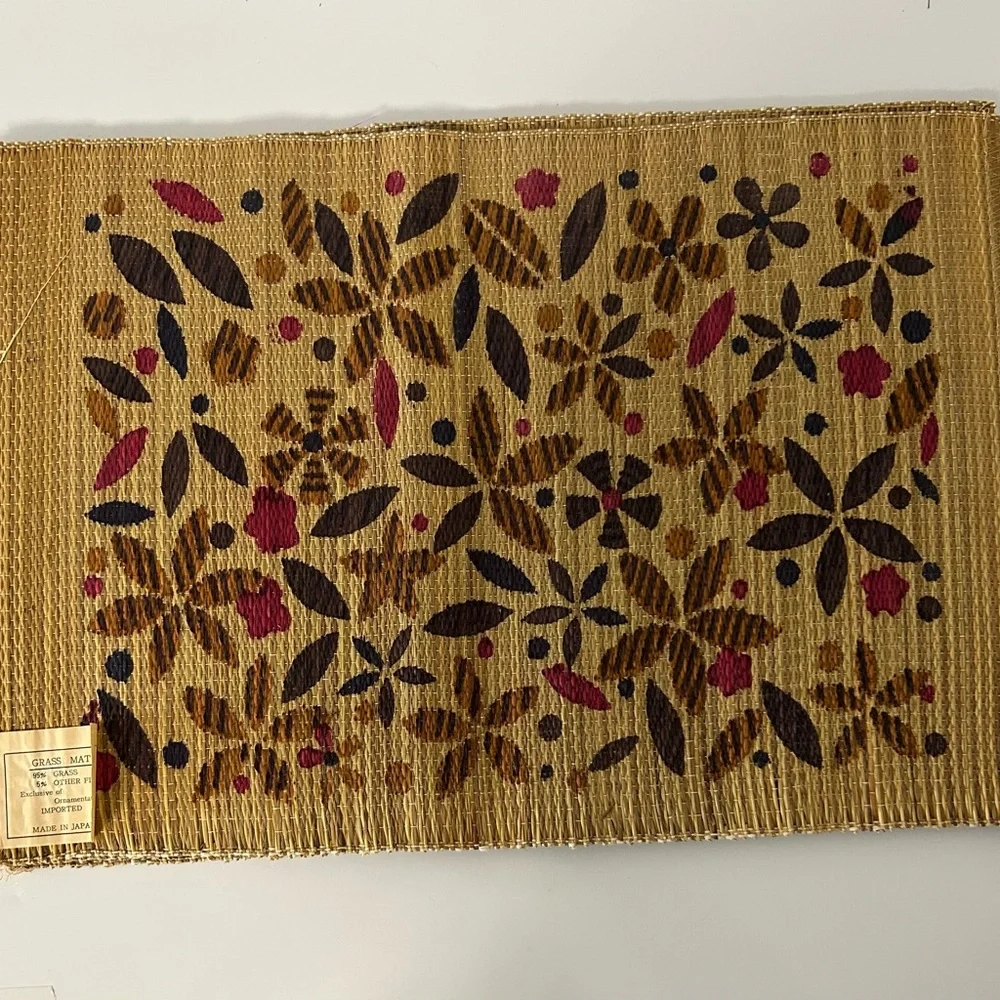 Vintage Westwood Japan Grass Placemats Set of 4 NOS Floral 12x18